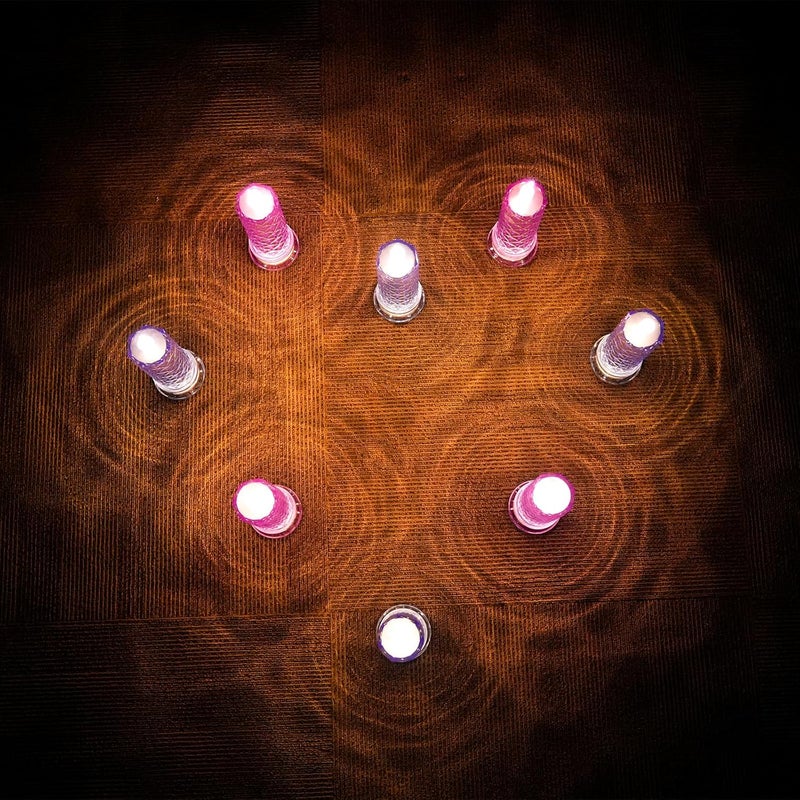 SupBri Store LED Candles, 4Pack Battery Operated Candles with Rose Light Halo, Romantic Flameless Pillar Candles for Valentines Halloween Decorations(Purple, D 2.5" x H 7.2") - Image 3